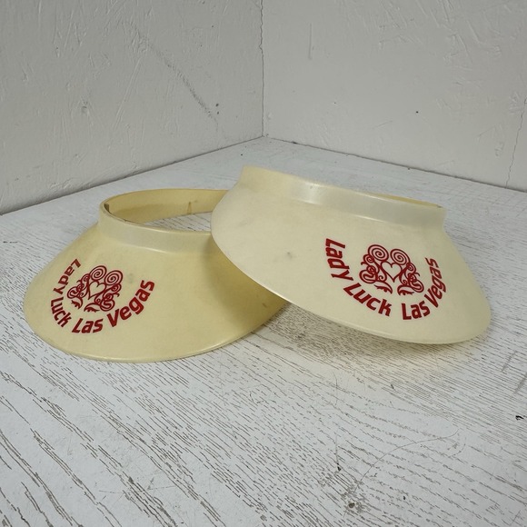 Vintage Lady Luck Las Vegas Hard Plastic Sun Visor Lot Of Two